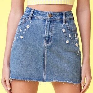 PacSun Flower Denim Mini Skirt